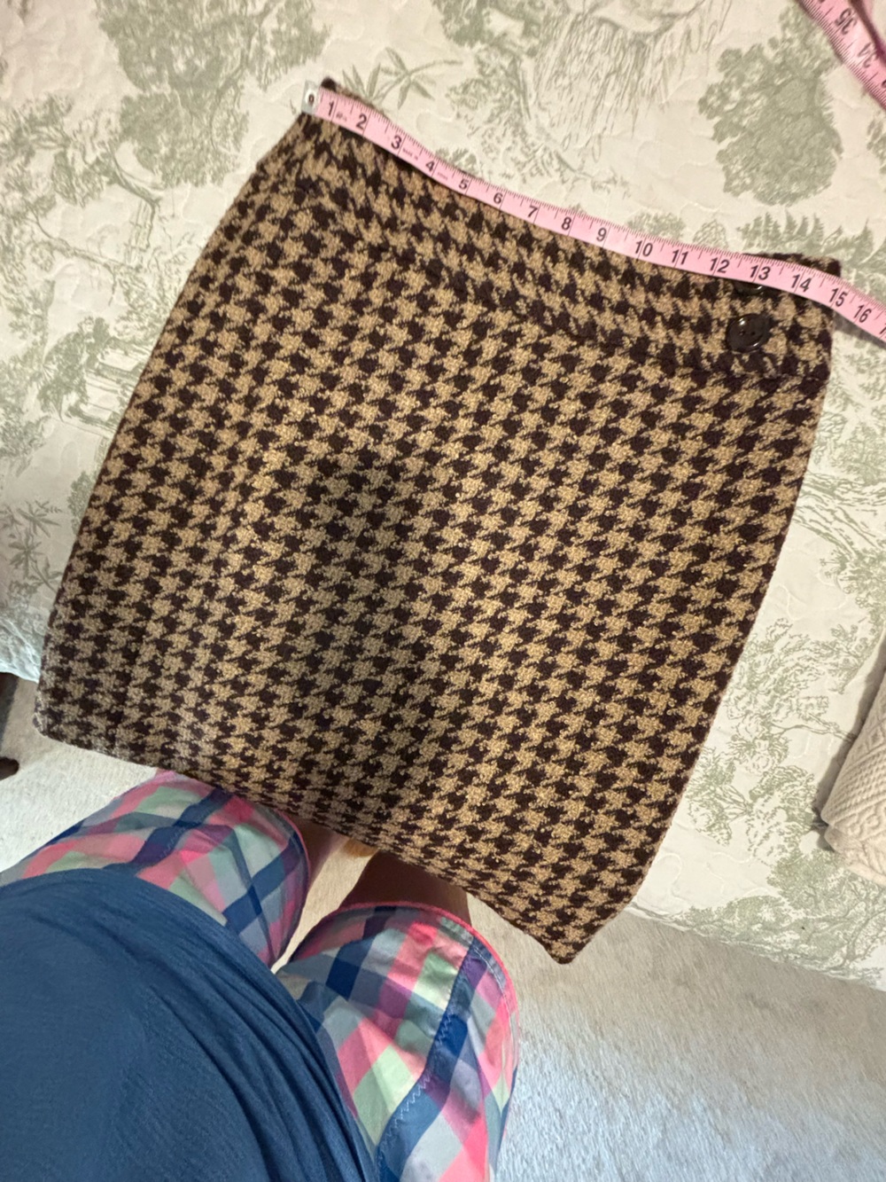 Ann Taylor sz 6 brown beige Houndstooth skirt boucle textured classic preppy - Picture 6 of 11